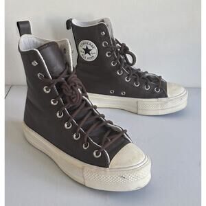 Converse Chuck Taylor All Star Lift Platform Extra High Leather Brown Size 8